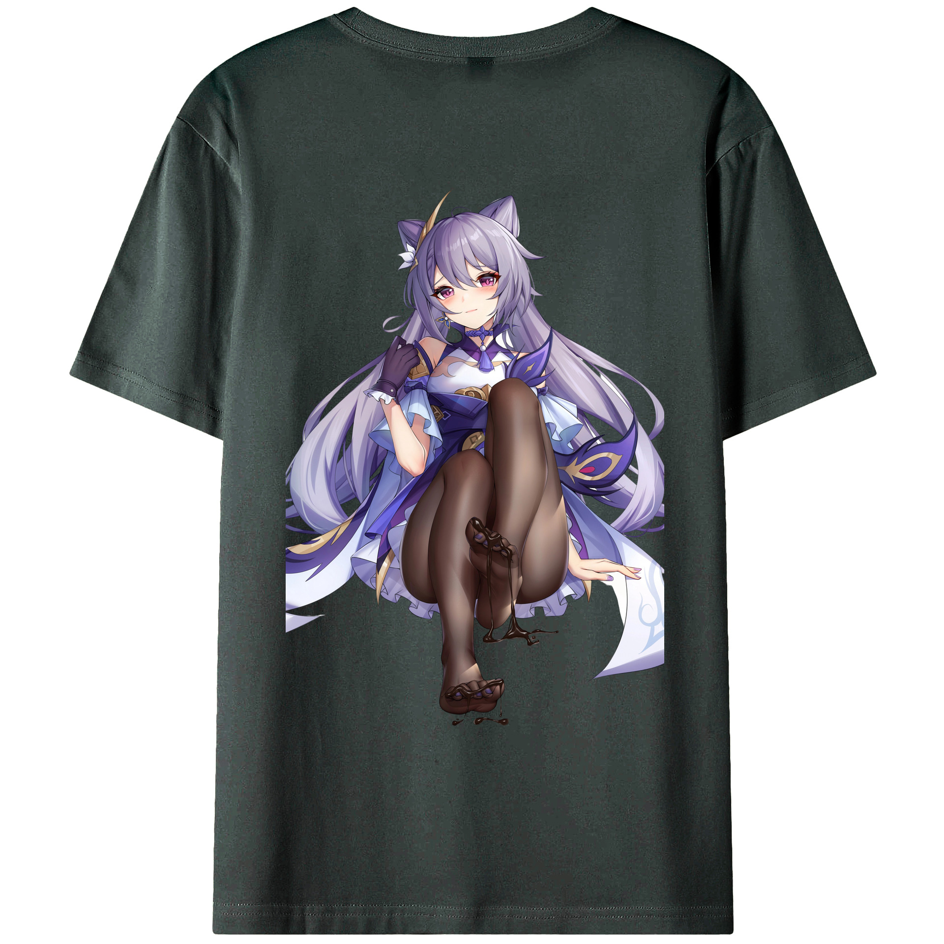 げんし神 刻晴 こくせい genshin Kokusei 綿100％ メンズ半袖Tシャツ（バックプリント） 通気性